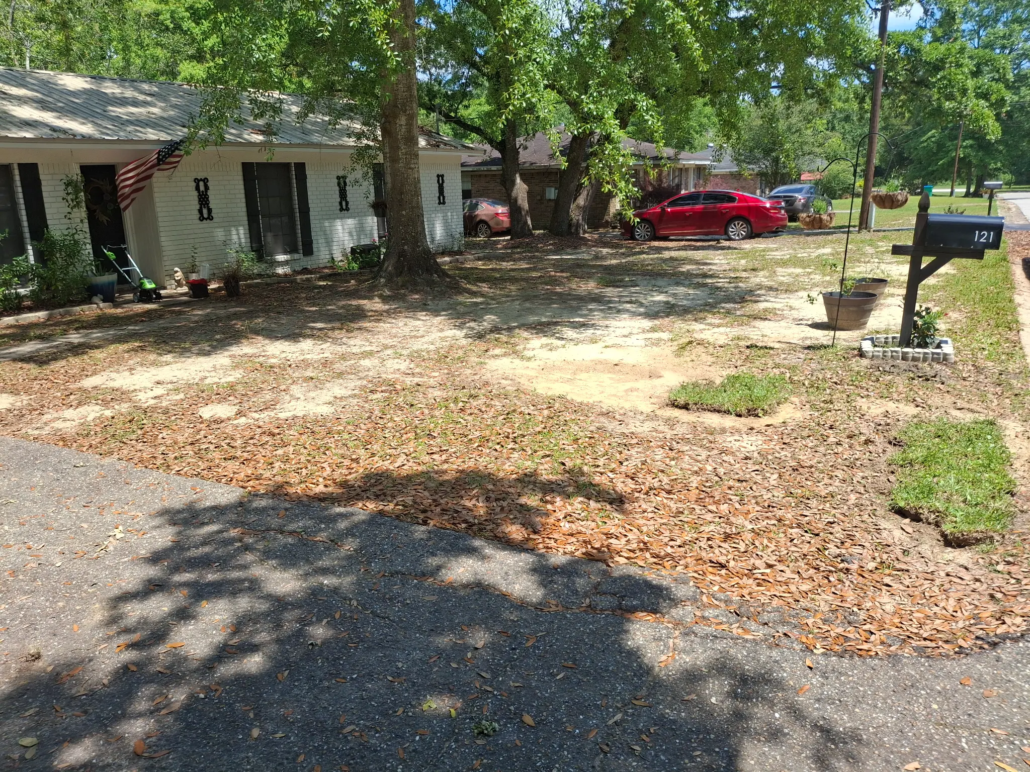 After landscaping - decorative rock walkway and edging