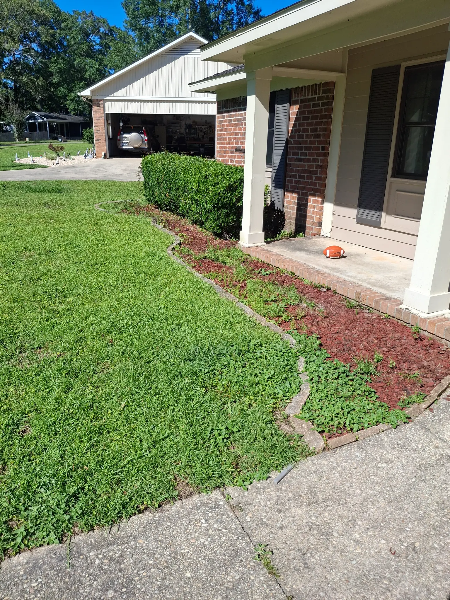 Before mulch installation - front landscaping