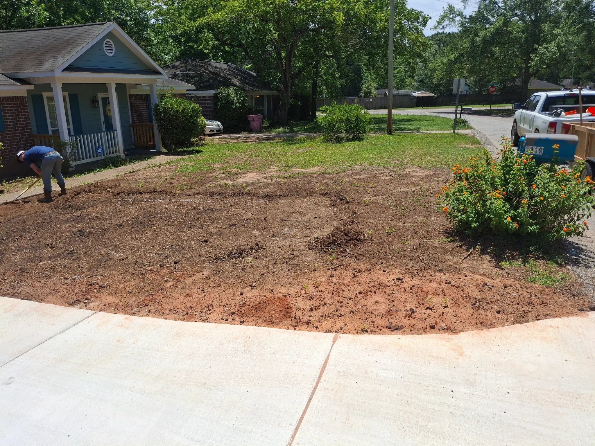 Before sod installation - bare dirt lawn